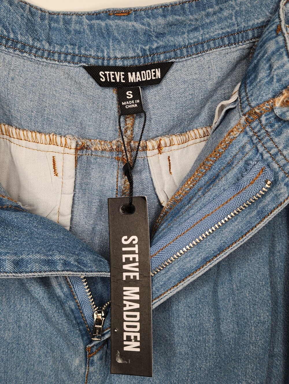 Steve Madden Starling  Womens Wide Leg Light Blue Denim Pants size Small - Picture 7 of 7